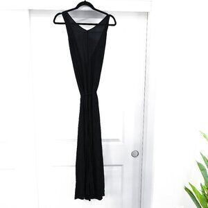 Reformation Size XXS Tie Waist High Slit Black Sleeveless Midi Dress
